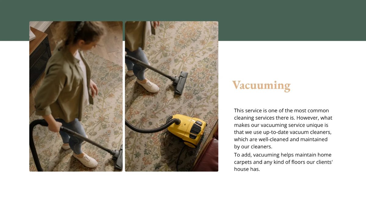 Free House Cleaning Service Presentation Template to Edit Online