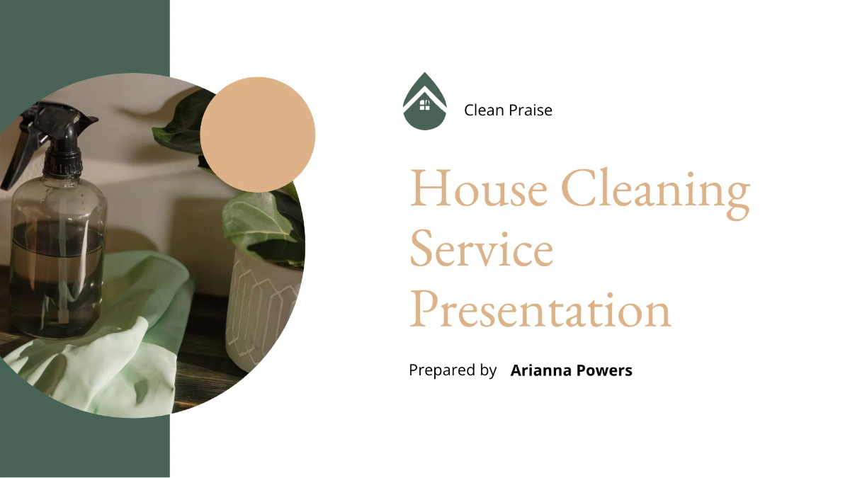Free House Cleaning Service Presentation Template to Edit Online