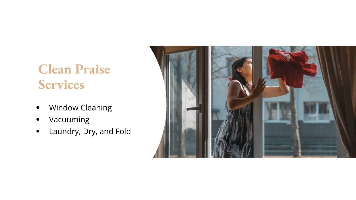 Free House Cleaning Service Presentation Template to Edit Online