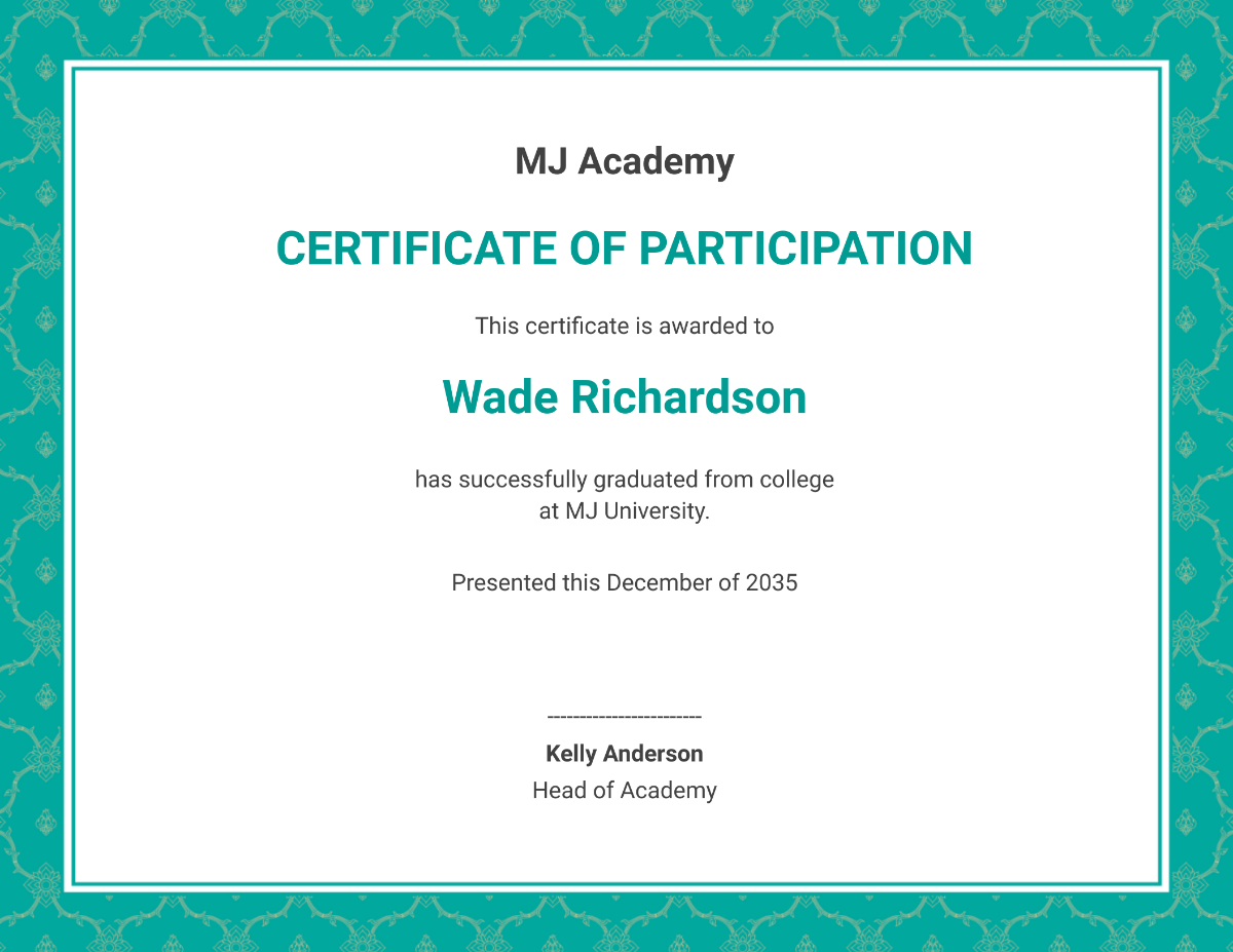 Customizable Graduation Certificate