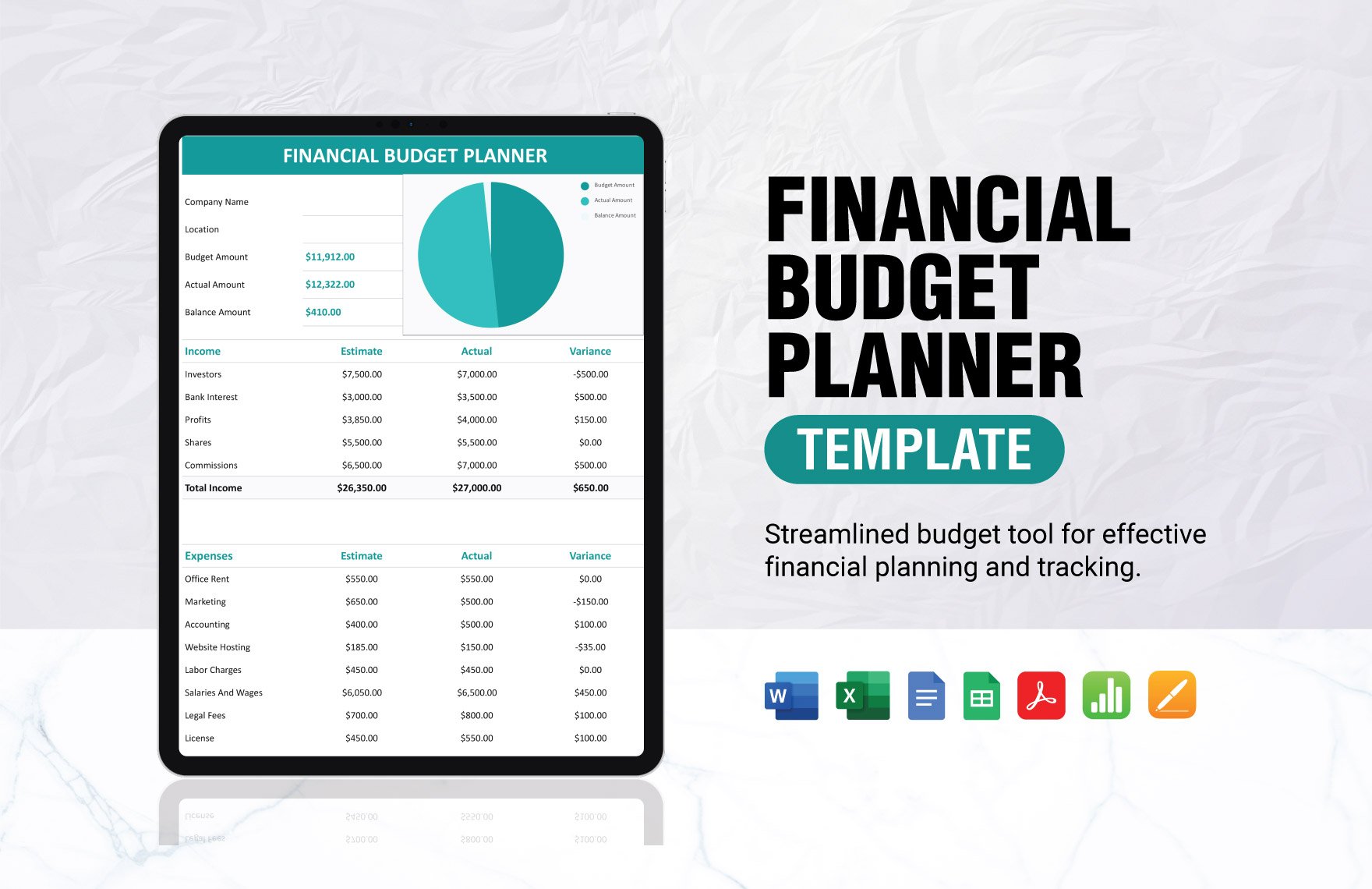 Financial Budget Planner Template in Word, Google Docs, Excel, PDF, Google Sheets, Apple Pages, Apple Numbers