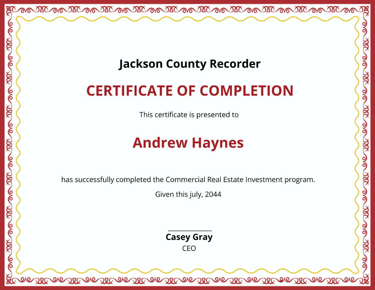 Real Estate Investment Certificate Template - Edit Online & Download