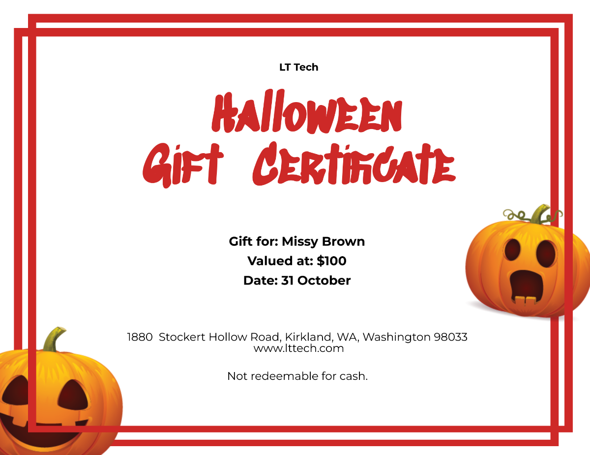 Halloween Gift Certificate Template - Edit Online & Download