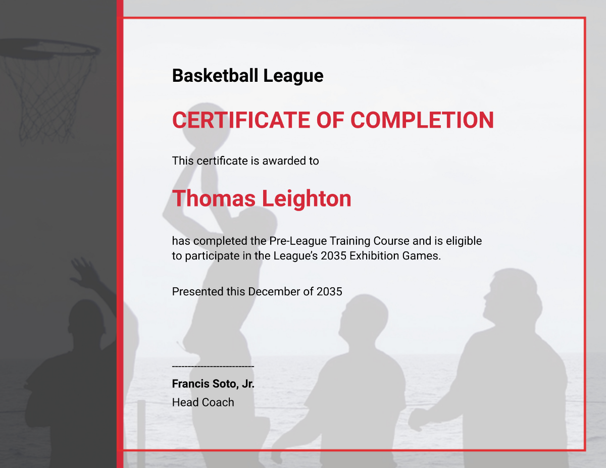 Customizable Basketball Certificates
