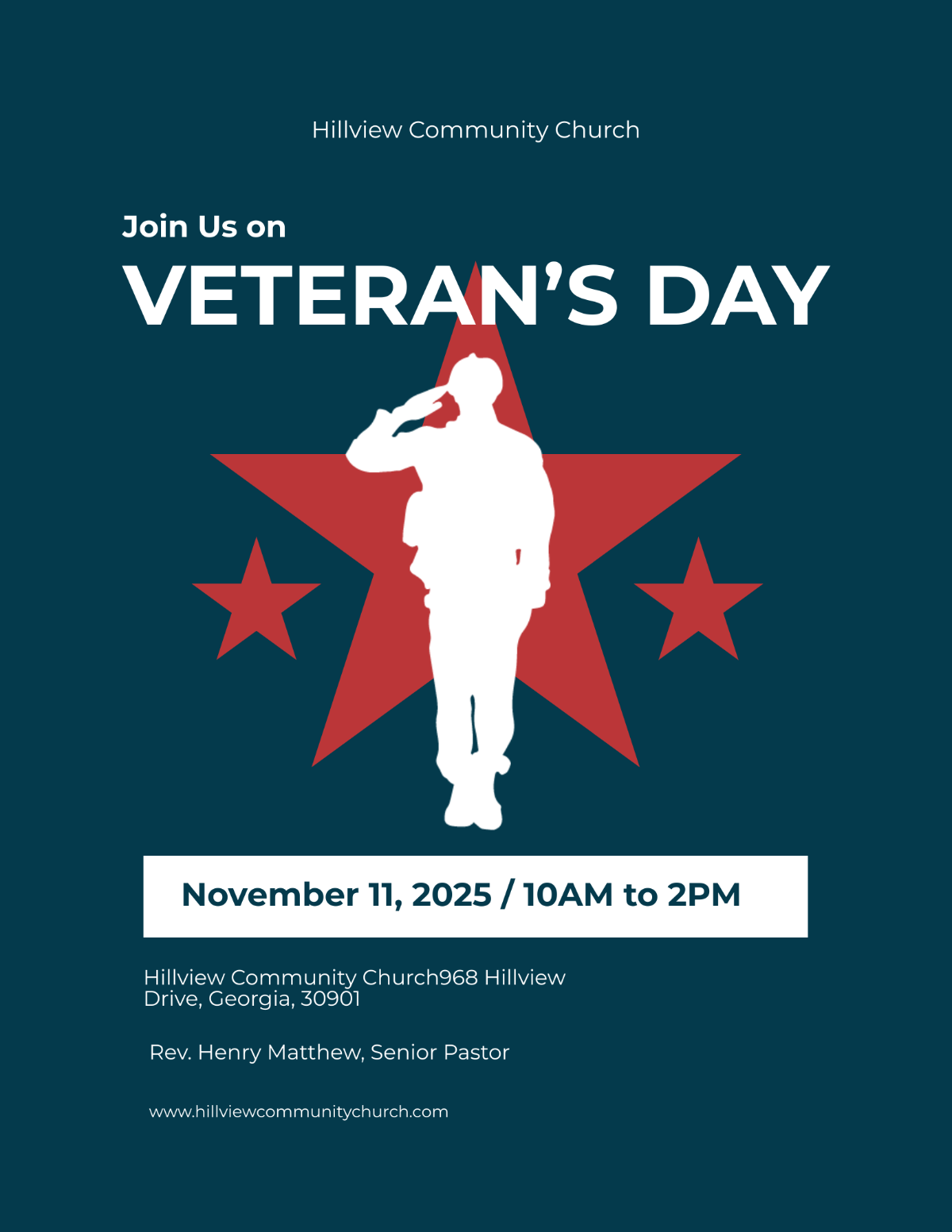 Veterans Day Church Flyer Template - Edit Online & Download