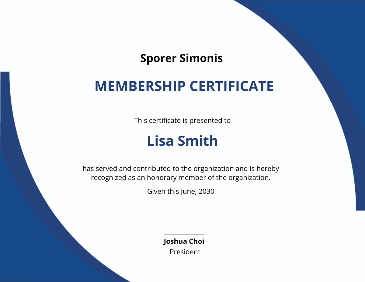 Editable Honorary Membership Certificate