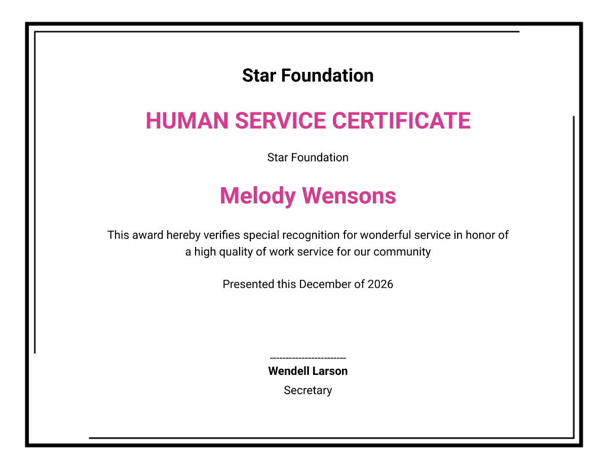 human services certificate