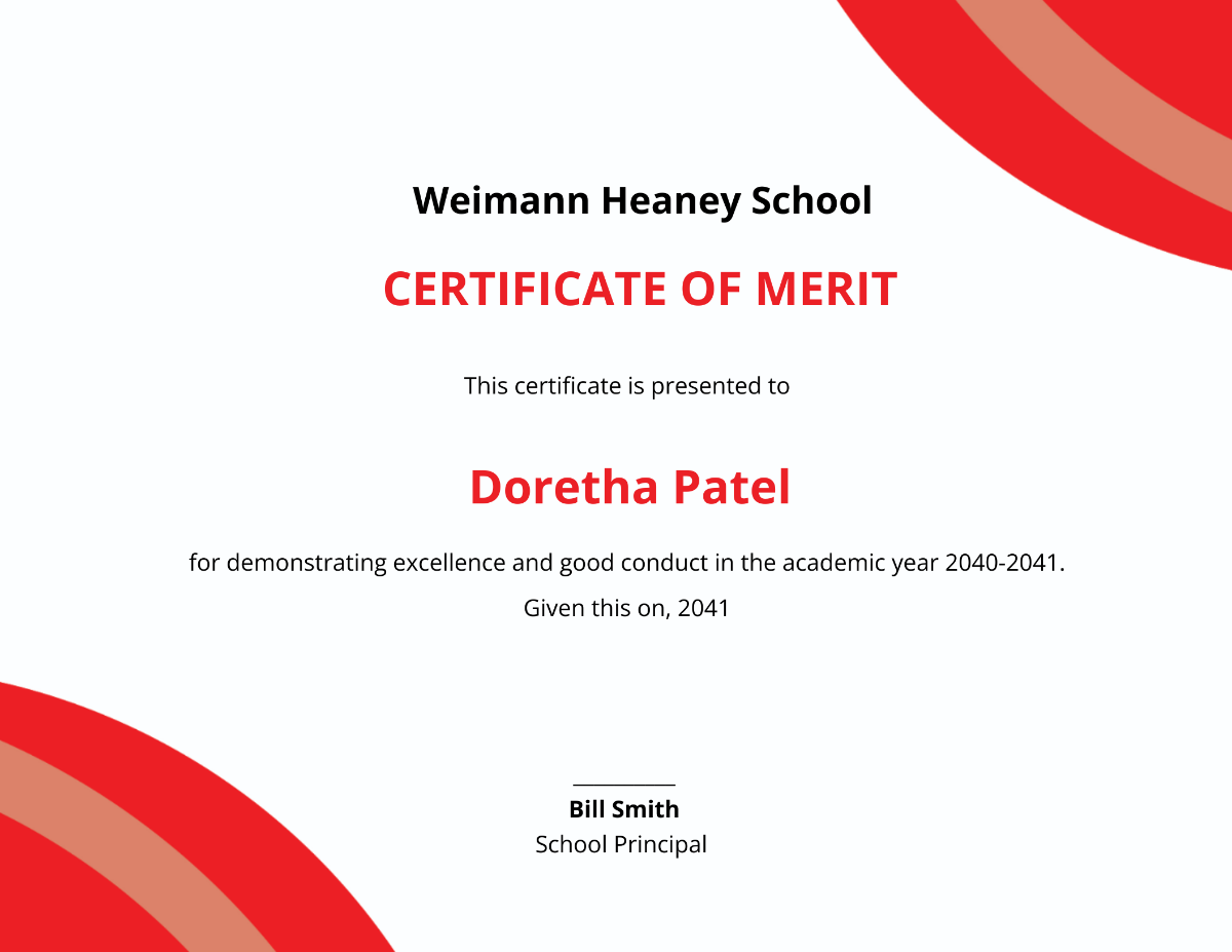 Merit Certificate For Students