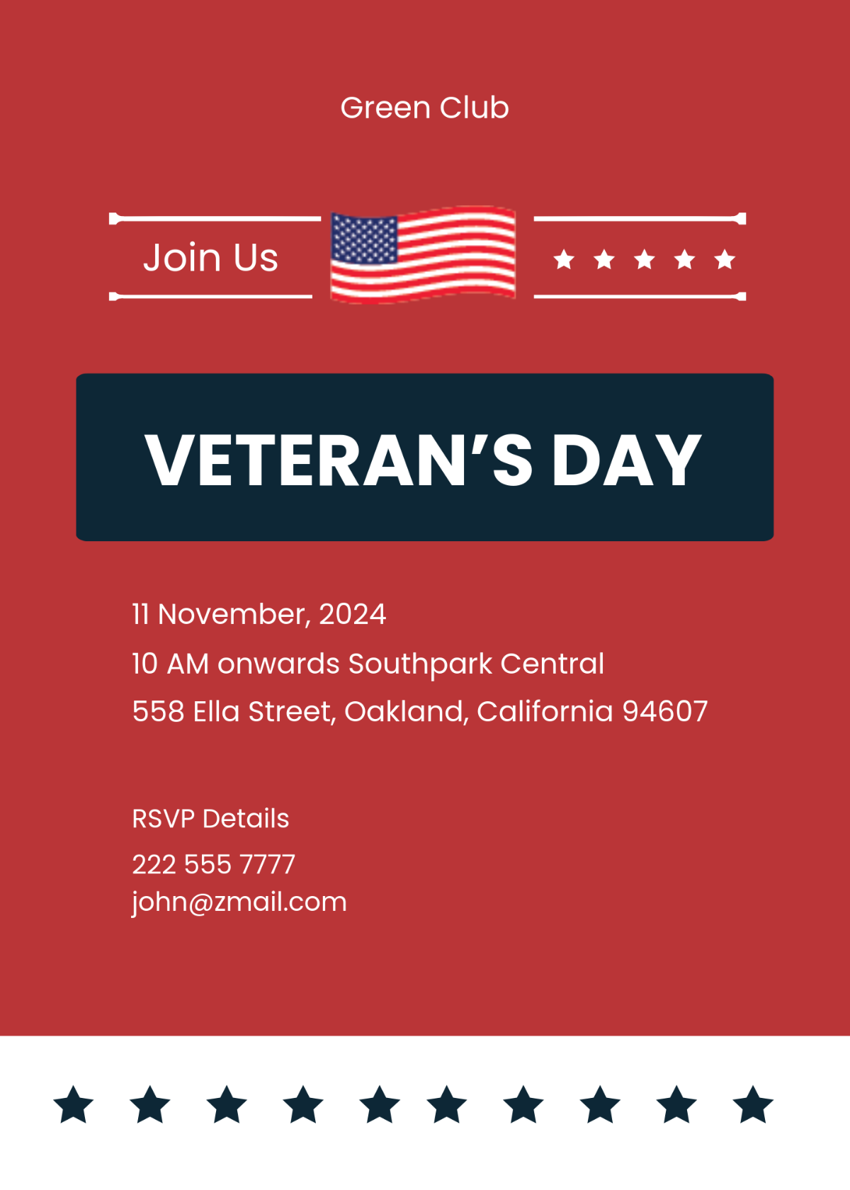 Veterans Day Invitation Template - Edit Online & Download