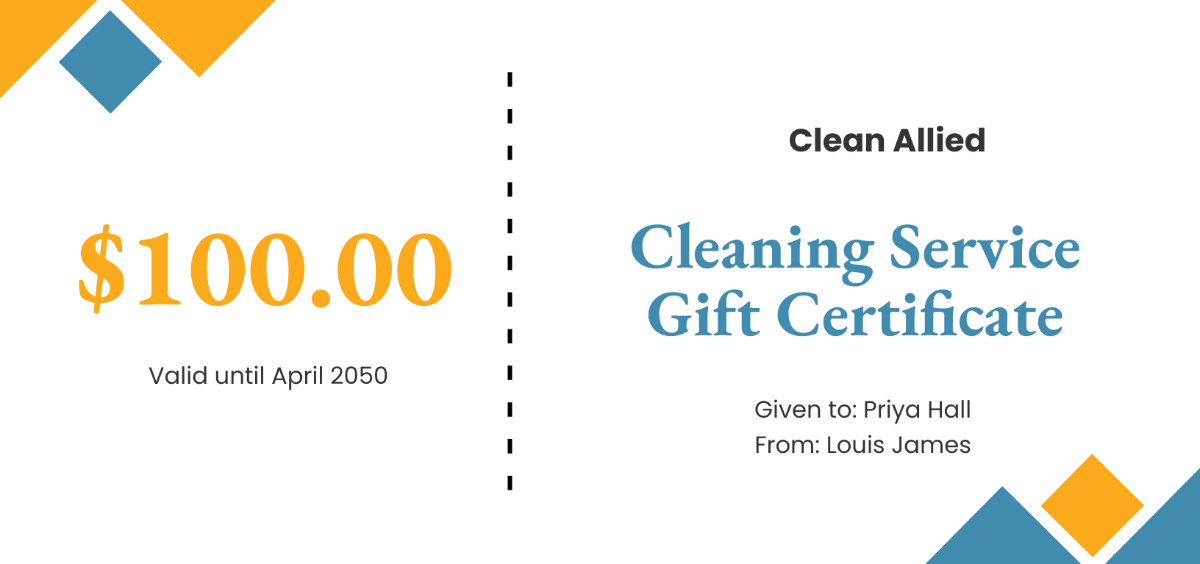 Simple Cleaning Service Gift Certificate