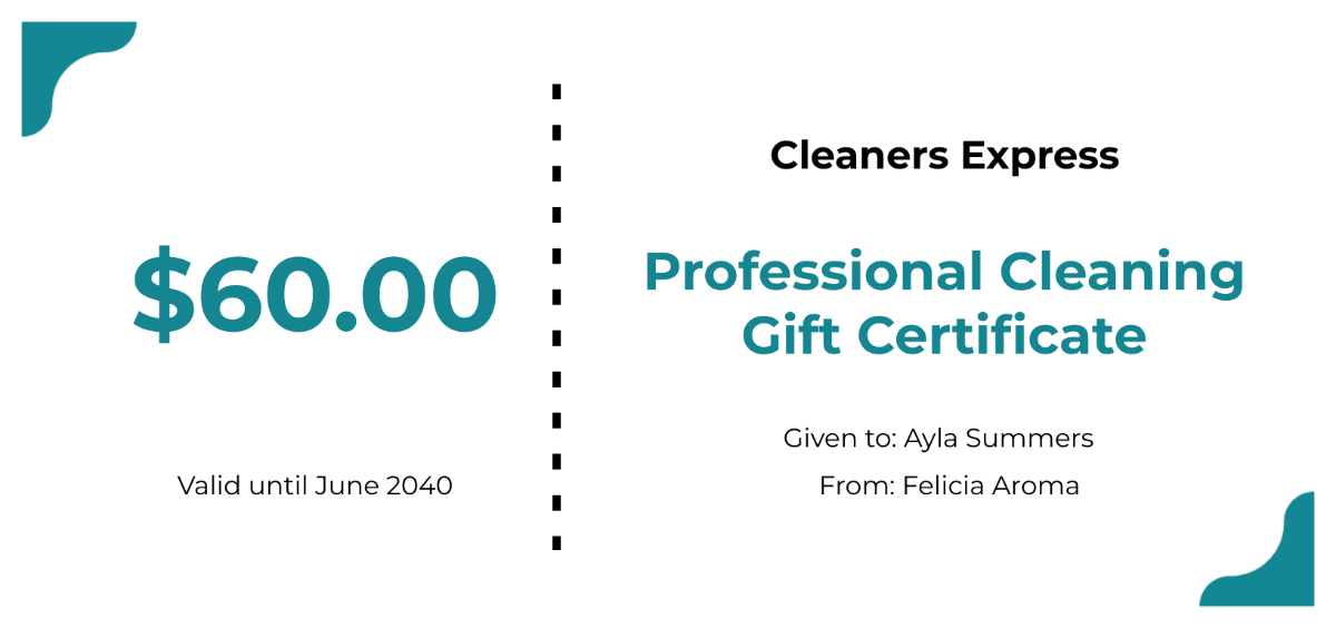 Professional Cleaning Gift Certificate Template - Edit Online & Download