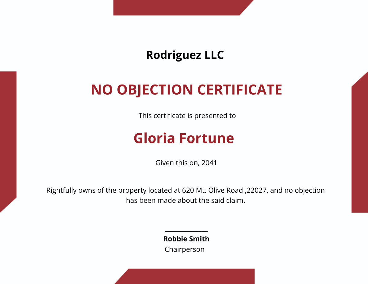 Property No Objection Certificate Template - Edit Online & Download