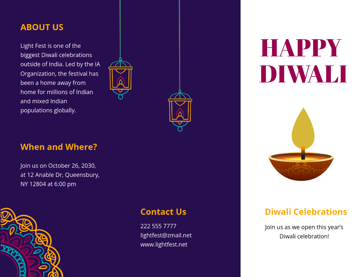 Diwali Brochure Template - Edit Online & Download