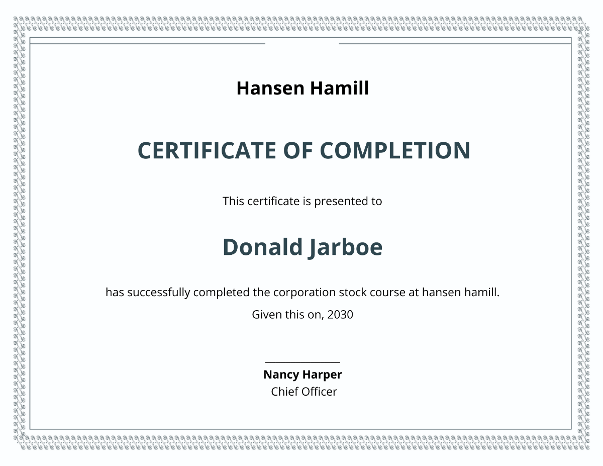 Corporation Stock Certificate Template