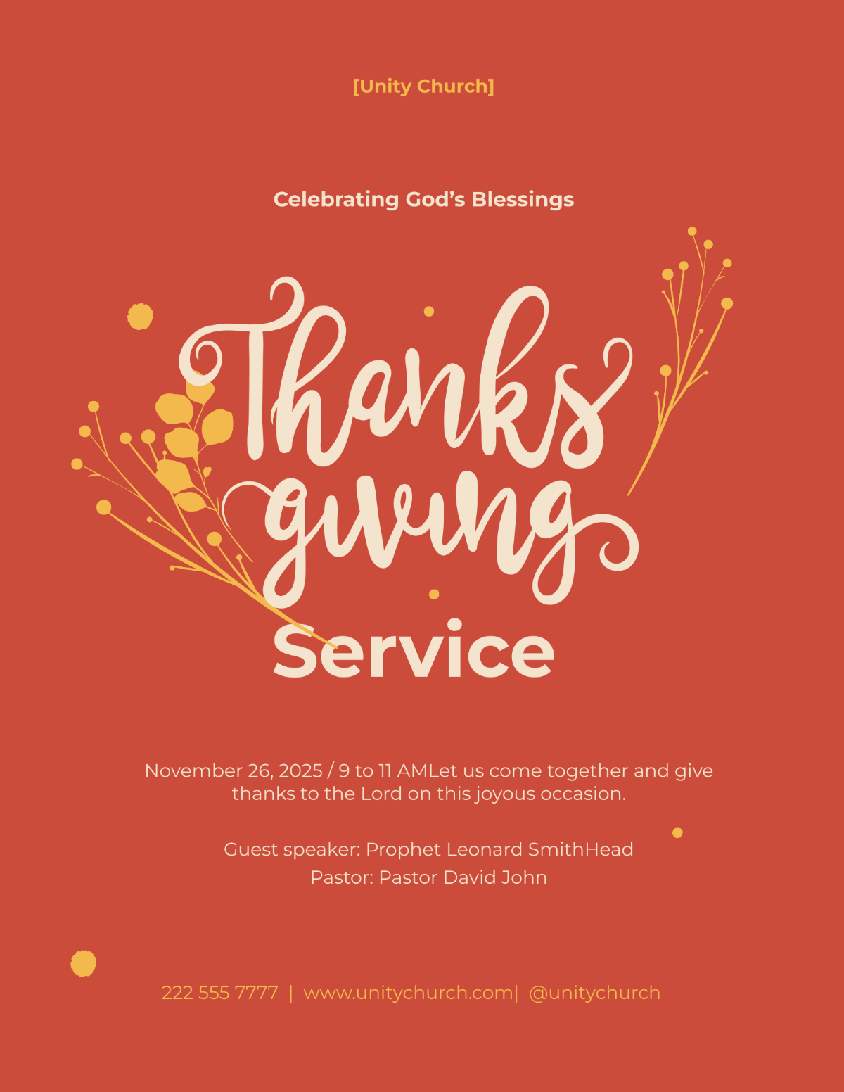 Thanksgiving Service Church Flyer