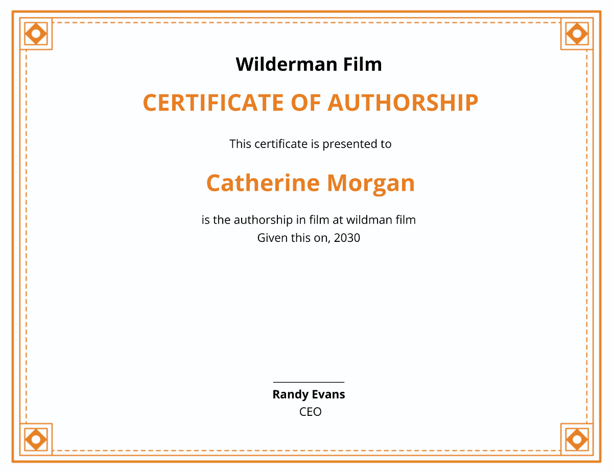 Certificate Of Authorship Film