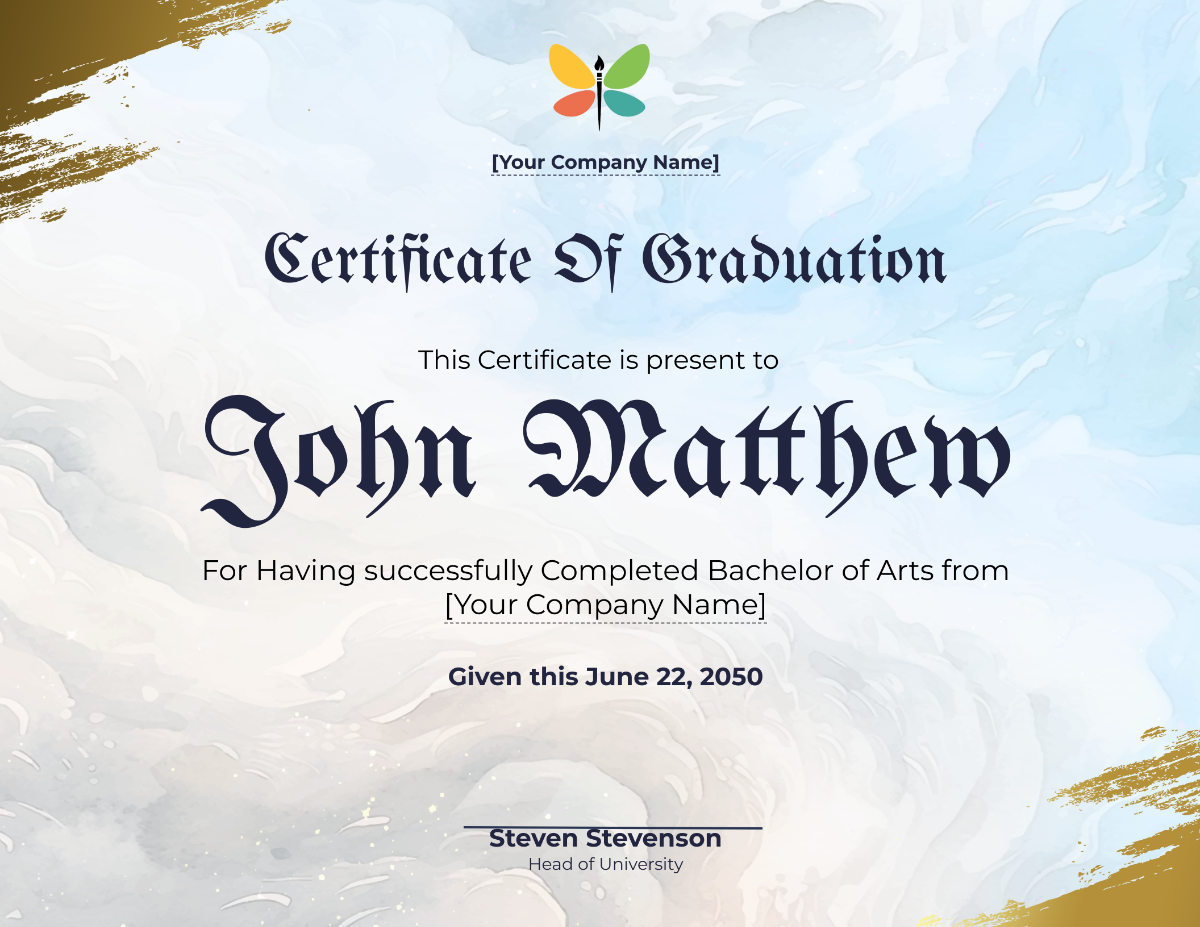 Bachelor of Arts Certificate Template