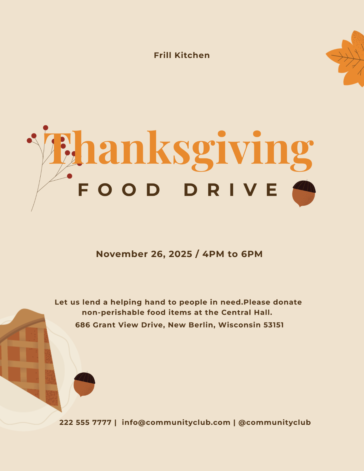 Thanksgiving Food Drive Flyer Template - Edit Online & Download