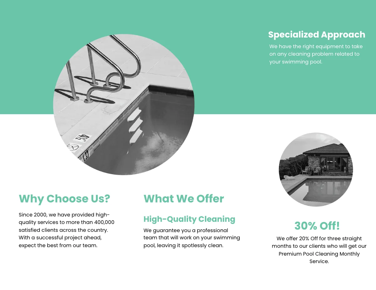 Free Swimming Pool Cleaning Service Brochure Template to Edit Online