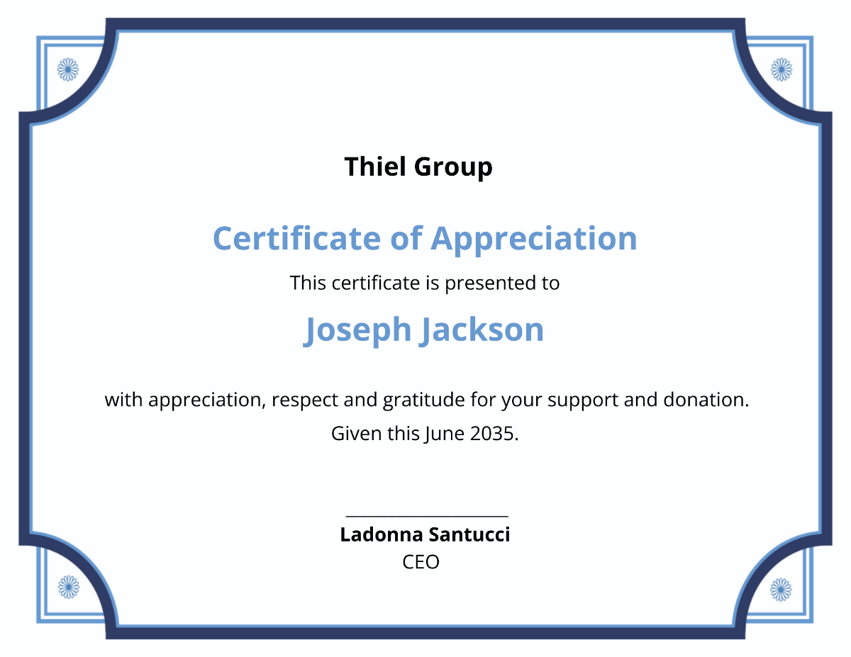 Thank You Certificate Wording Template - Edit Online & Download