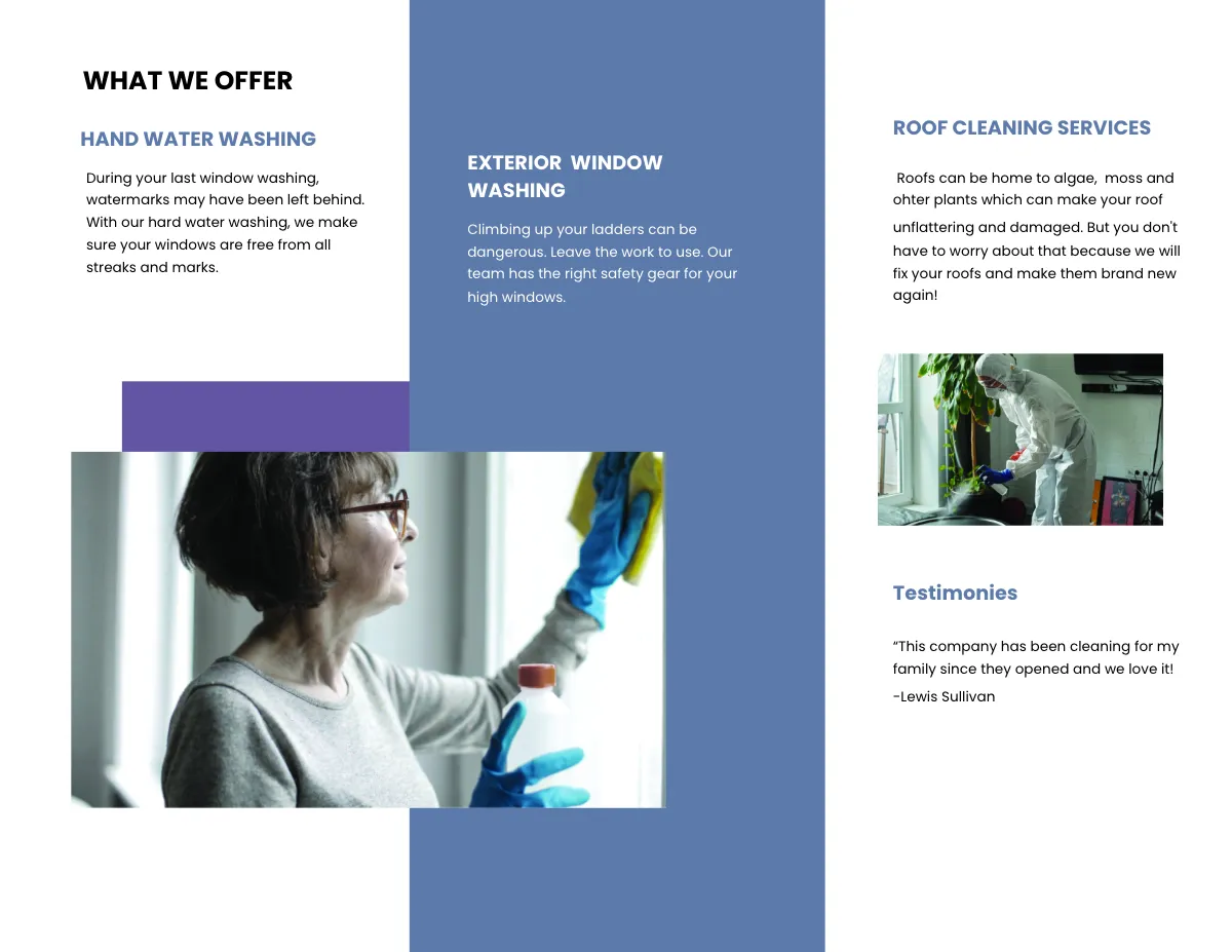 Free Window Cleaning Service Brochure Template to Edit Online