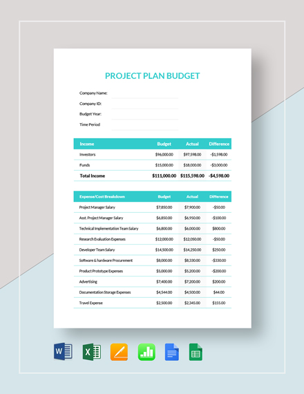 project budget plan template