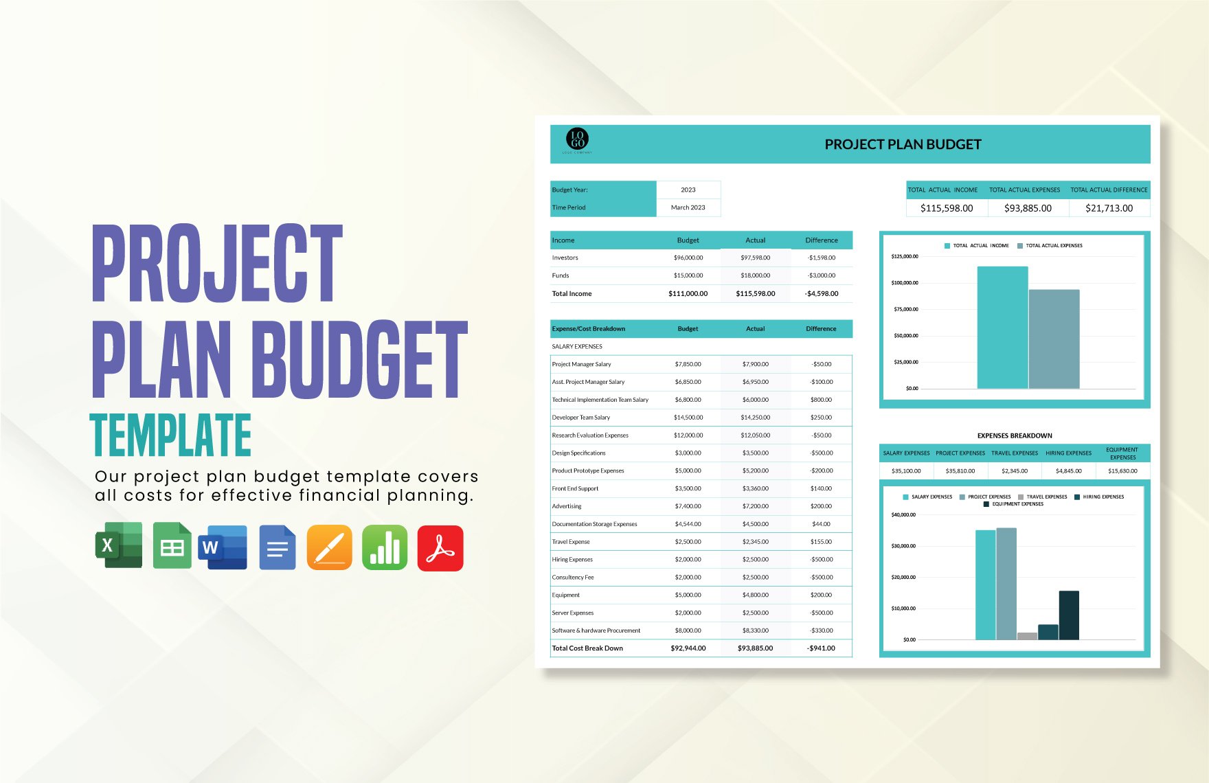 Project Plan Budget Template in Word, Google Docs, Excel, PDF, Google Sheets, Apple Pages, Apple Numbers