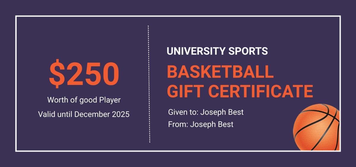 Basketball Gift Certification Template - Edit Online & Download