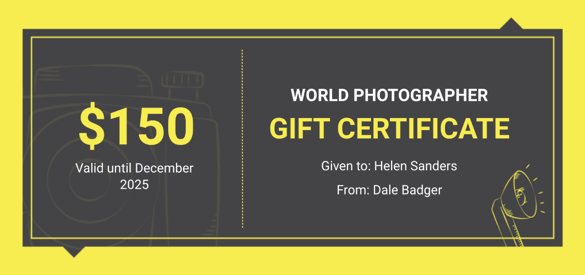 Photography School Gift Certificate