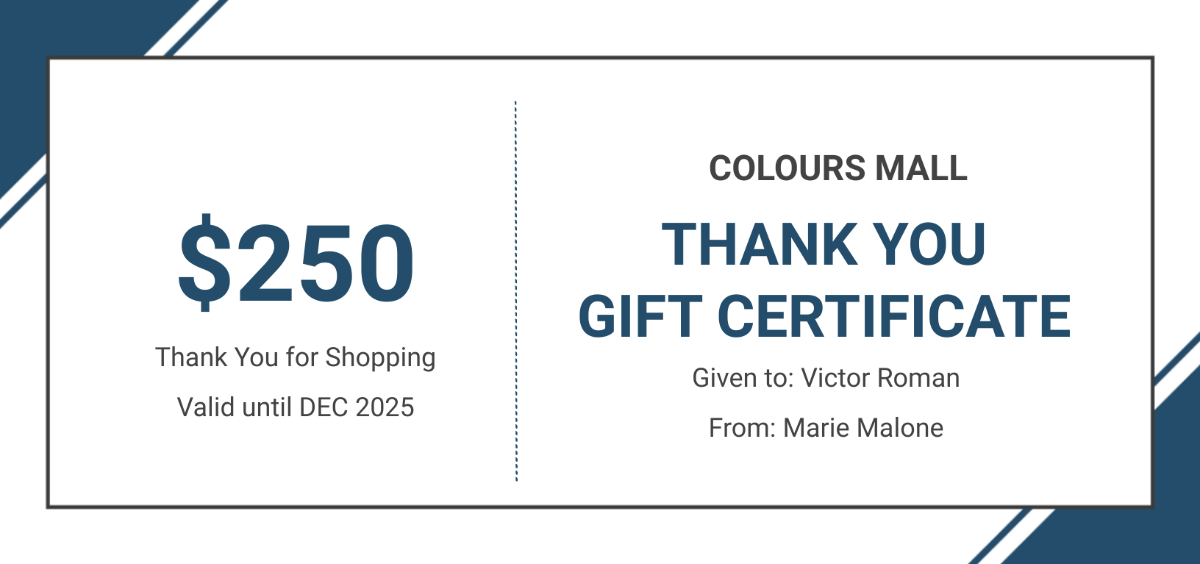 Thank You Gift Certificate