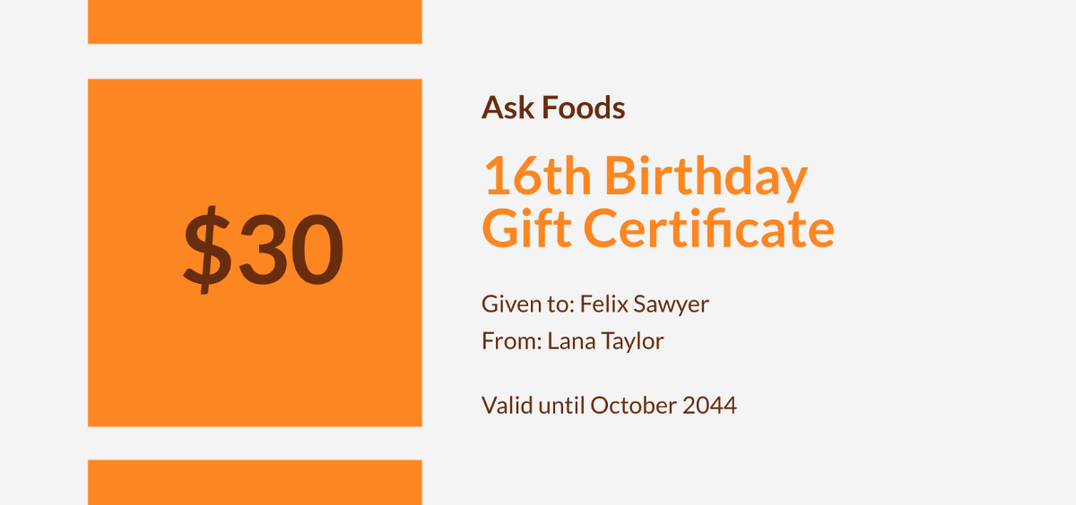 16th Birthday Gift Certificate Template - Edit Online & Download