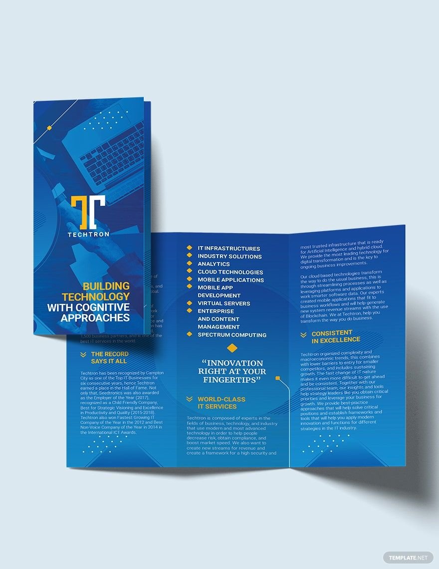 Free Simple IT Service Tri-Fold Brochure Template