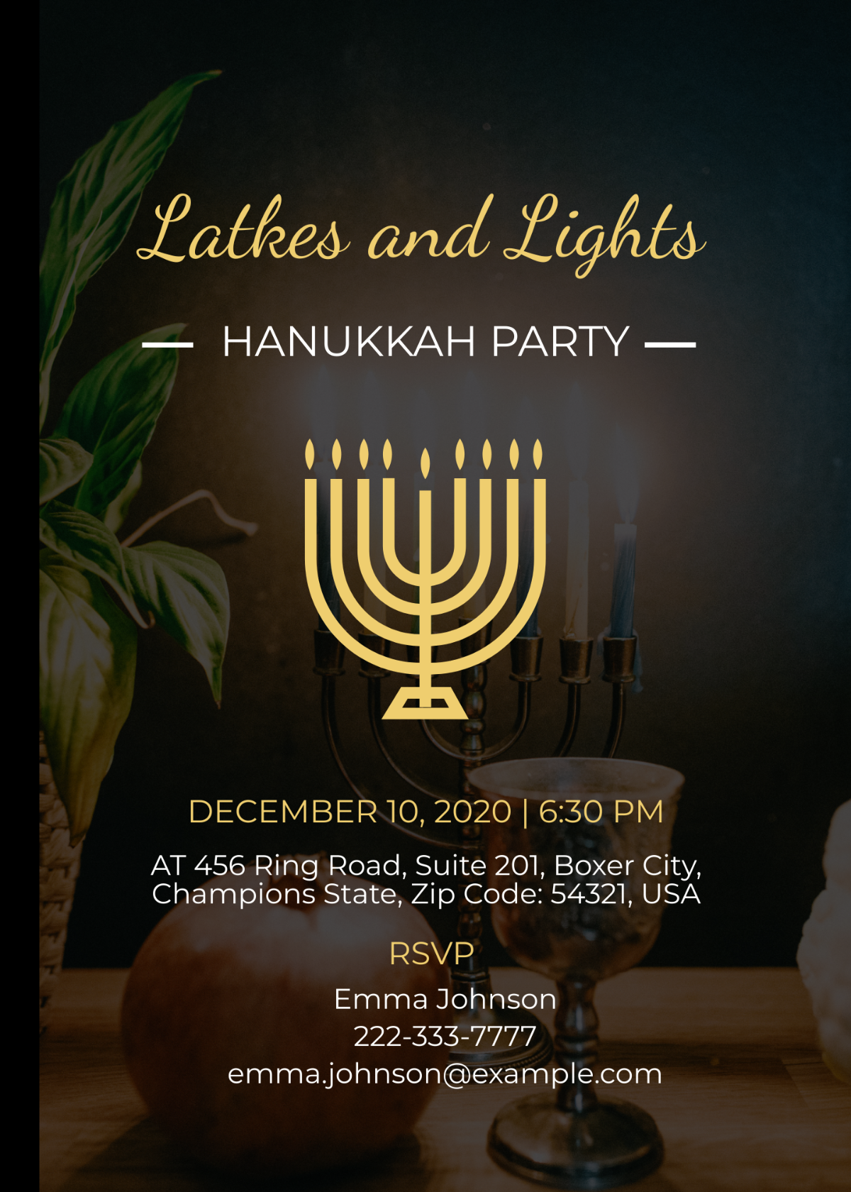 Hanukkah Family Party Invitation