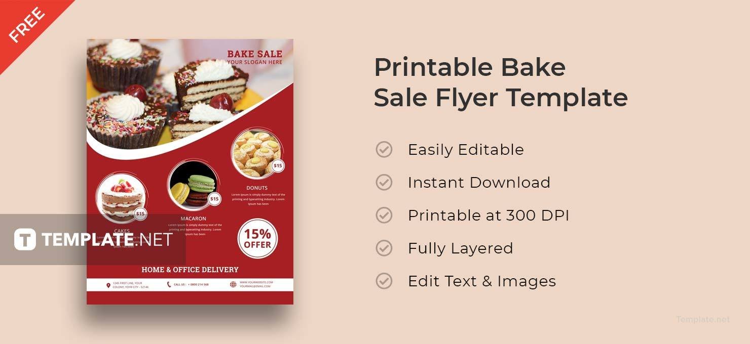 Free Printable Bake Sale Flyer Template in Adobe Illustrator