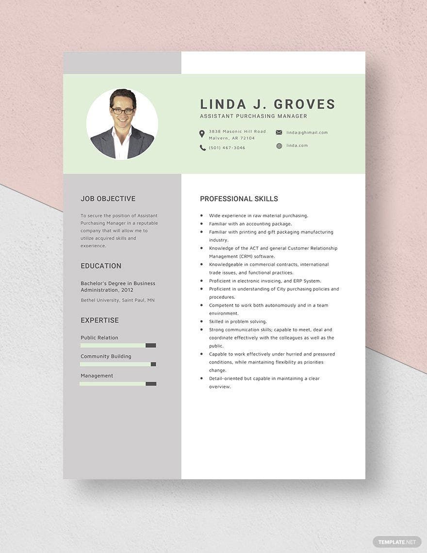 Free Assistant Purchasing Manager Resume Template