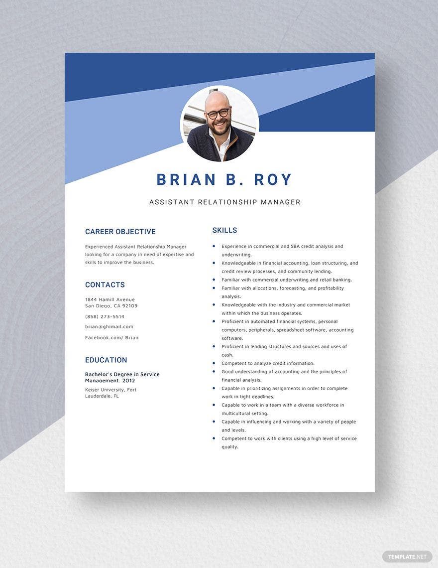 Assistant Relationship Manager Resume