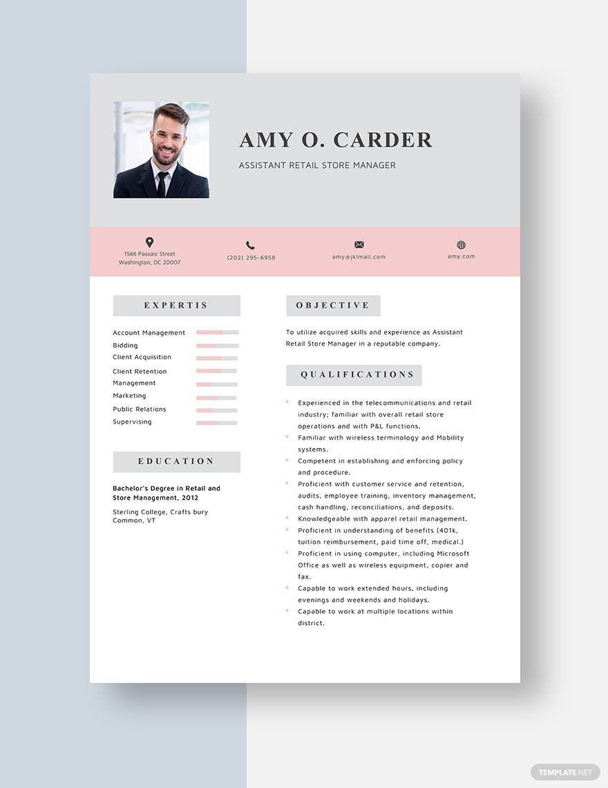 Assistant Retail Store Manager Resume Download In Word Apple Pages 