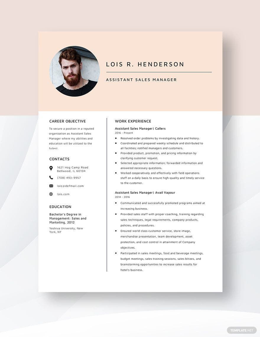 Assistant Sales Manager Resume