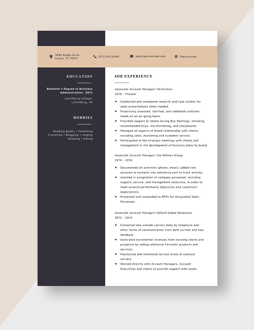 Associate Account Manager Resume