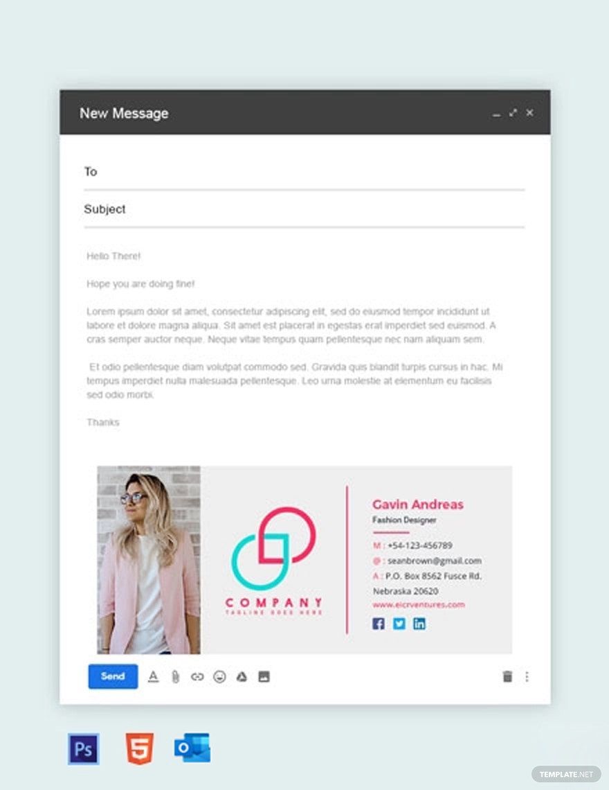 Free Minimal Fashion Designer Email Signature Template