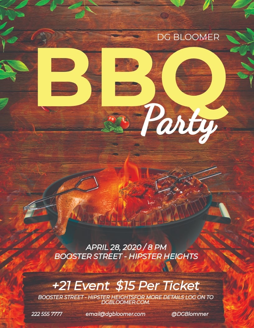 BBQ Flyer Template - Google Docs, Illustrator, Word, Apple Pages Pertaining To Free Bbq Flyer Template