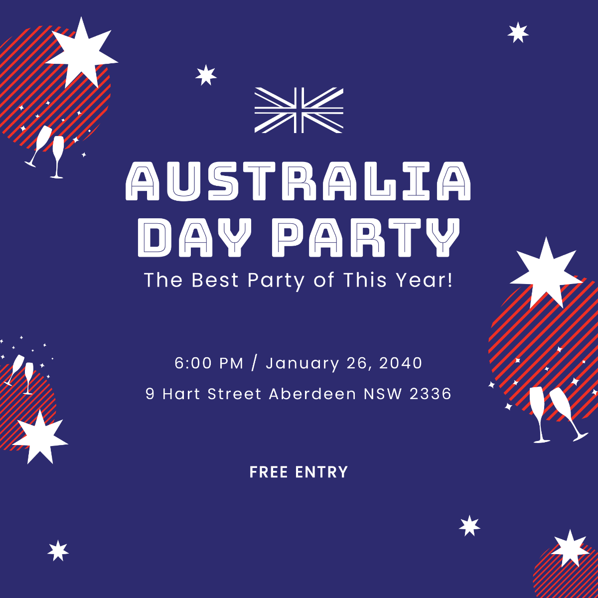 Free Australia Day Party Instagram Post Template