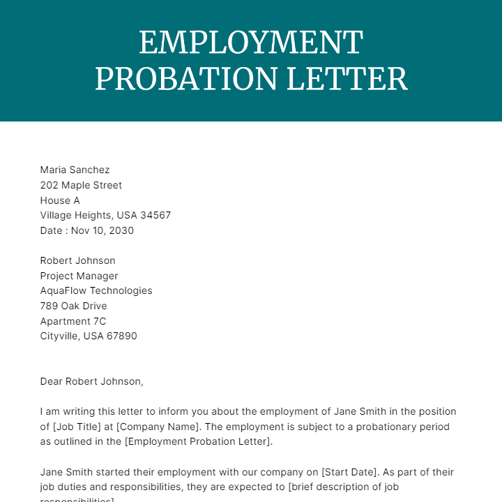 Free Employment Probation Letter