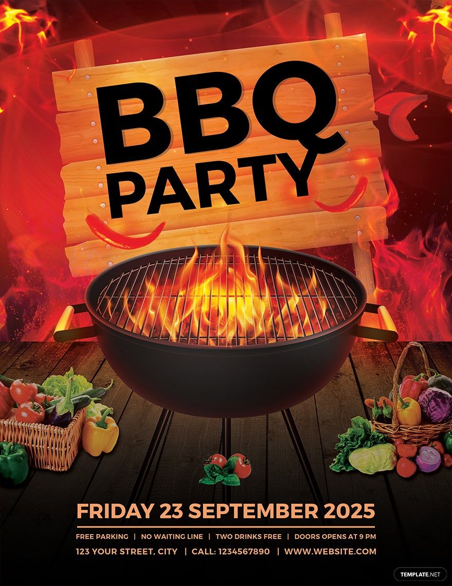 BBQ Party Flyer Template Download in Word, Google Docs, Illustrator