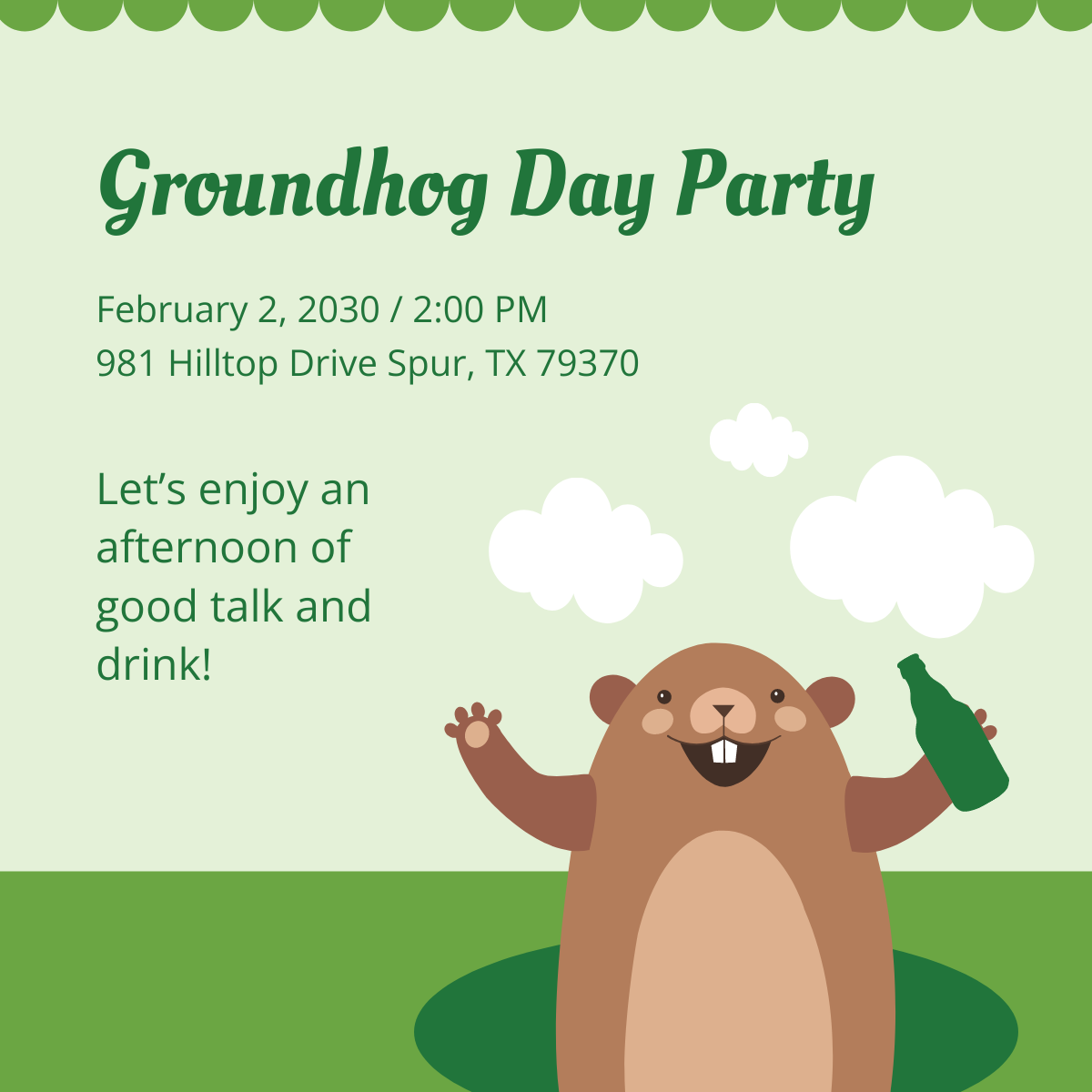 Groundhog Day Party Linkedin Post Template