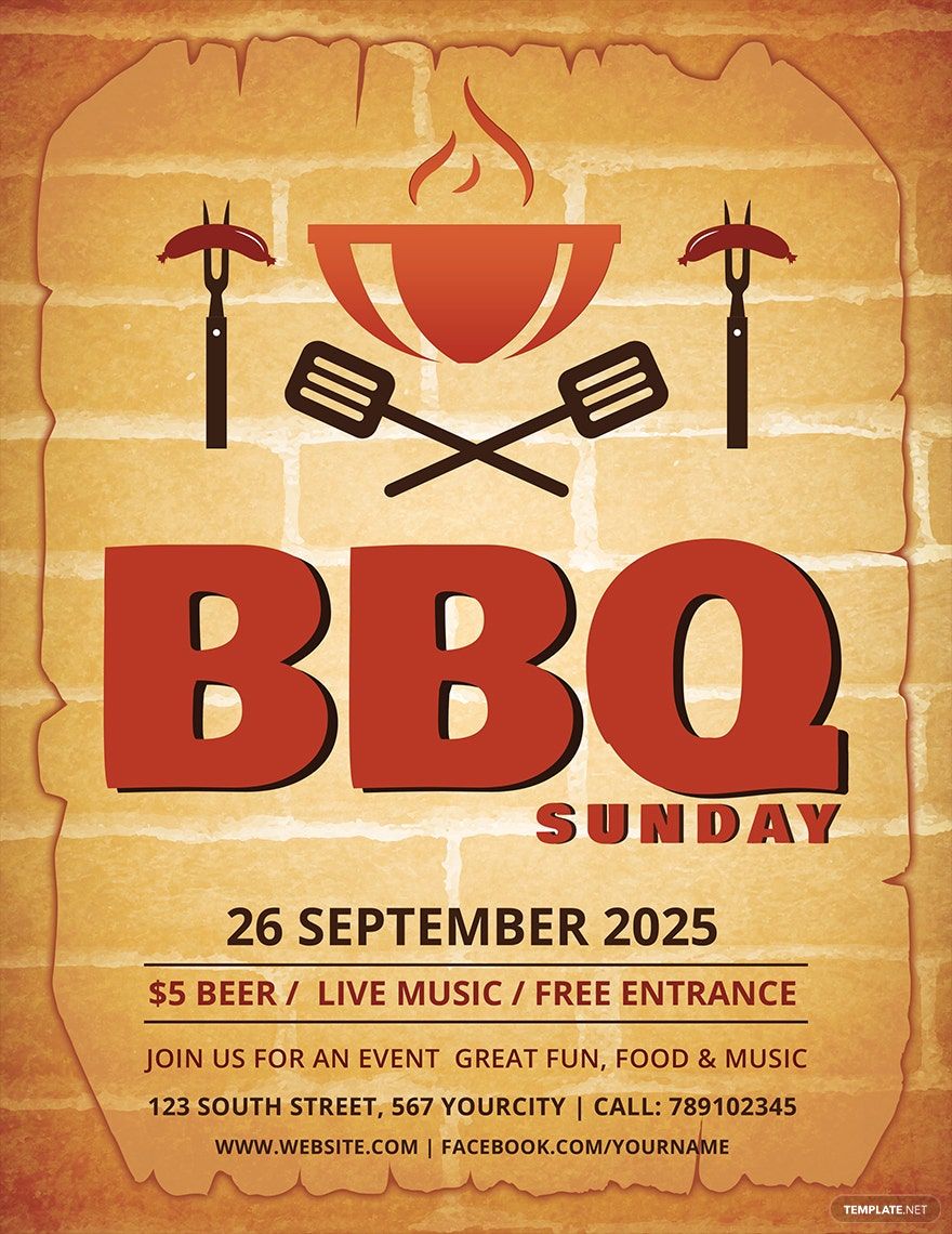 Dinner BBQ Flyer Template - Google Docs, Illustrator, Word, Apple Pages ...