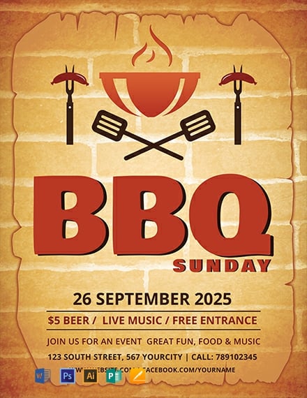 flyers sample printable BBQ Template Pages Flyer FREE  PSD  Sunday Apple     Word