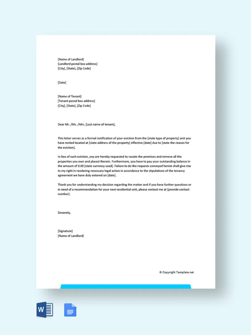 COVID-19 Eviction Notice Letter - Download in Word, Google Docs, PDF ...