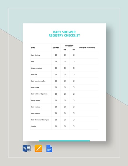 Baby Shower Registry Checklist Template Download 198 Checklists In