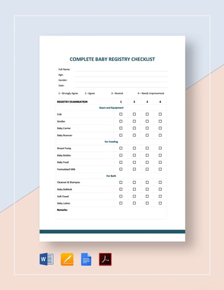 FREE Baby Checklist Template - Download in Word, Google Docs, PDF ...